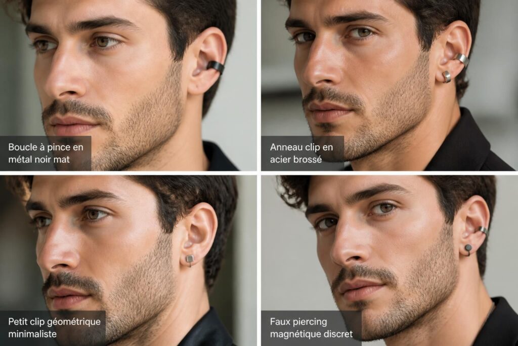 découvrez des boucles d’oreille homme sans perçage, des alternatives stylées pour un look tendance sans douleur ni engagement.