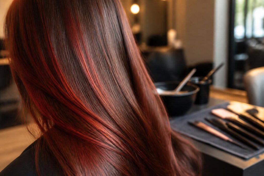 découvrez comment équilibrer parfaitement les nuances de rouge et de brun pour une coloration acajou rouge éclatante et naturelle.